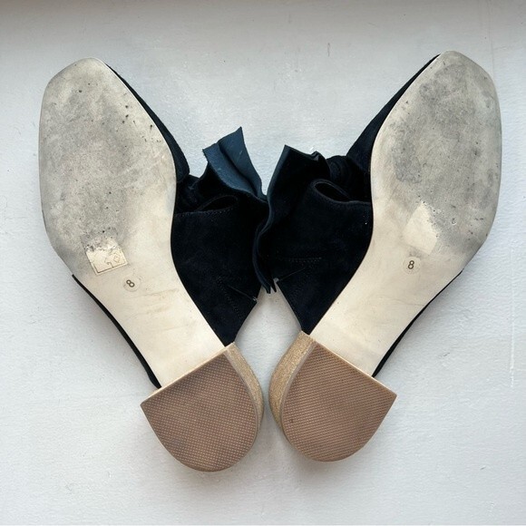 Jeffrey Campbell Black Suede Mule Slip On Shoes w/ Bow & Block Heel Women’s 8 - Picture 14 of 16